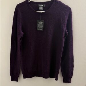 Lord & Taylor Deep Purple Knit Sweater 💯 o/o Cashmere Size M